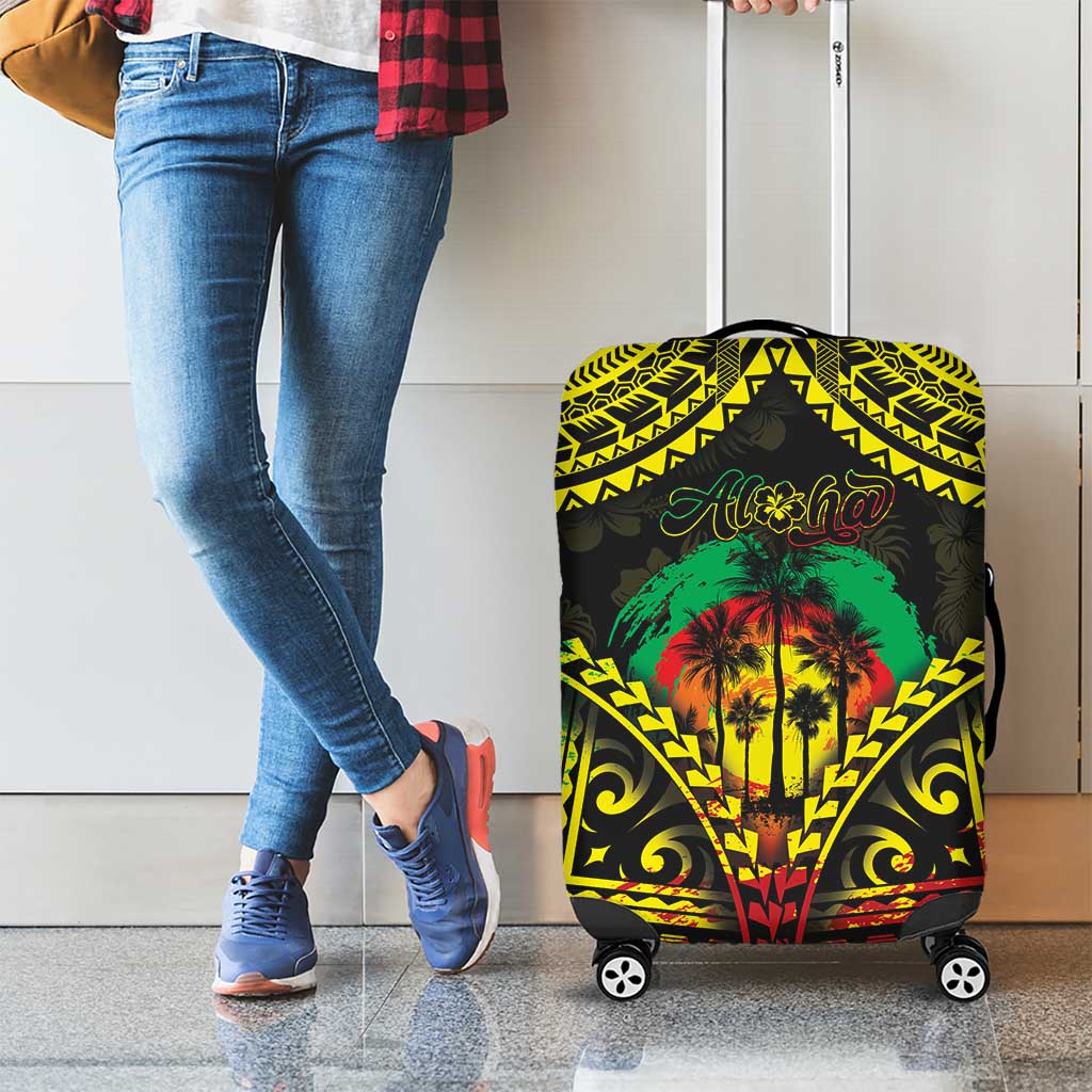 Aloha Tropical Palm Trees Luggage Cover Reggae Polynesian Pattern