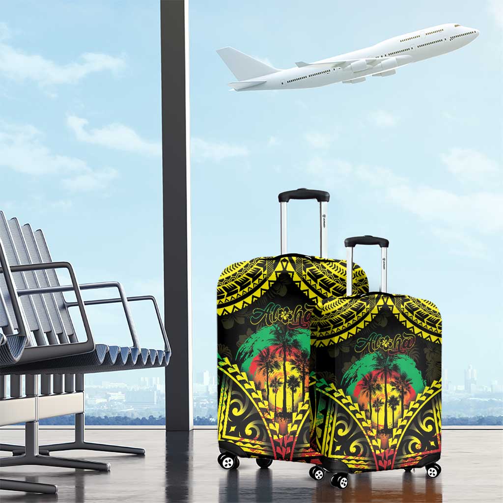 Aloha Tropical Palm Trees Luggage Cover Reggae Polynesian Pattern