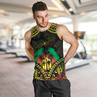 Aloha Tropical Palm Trees Men Tank Top Reggae Polynesian Pattern LT05 Black - Polynesian Pride