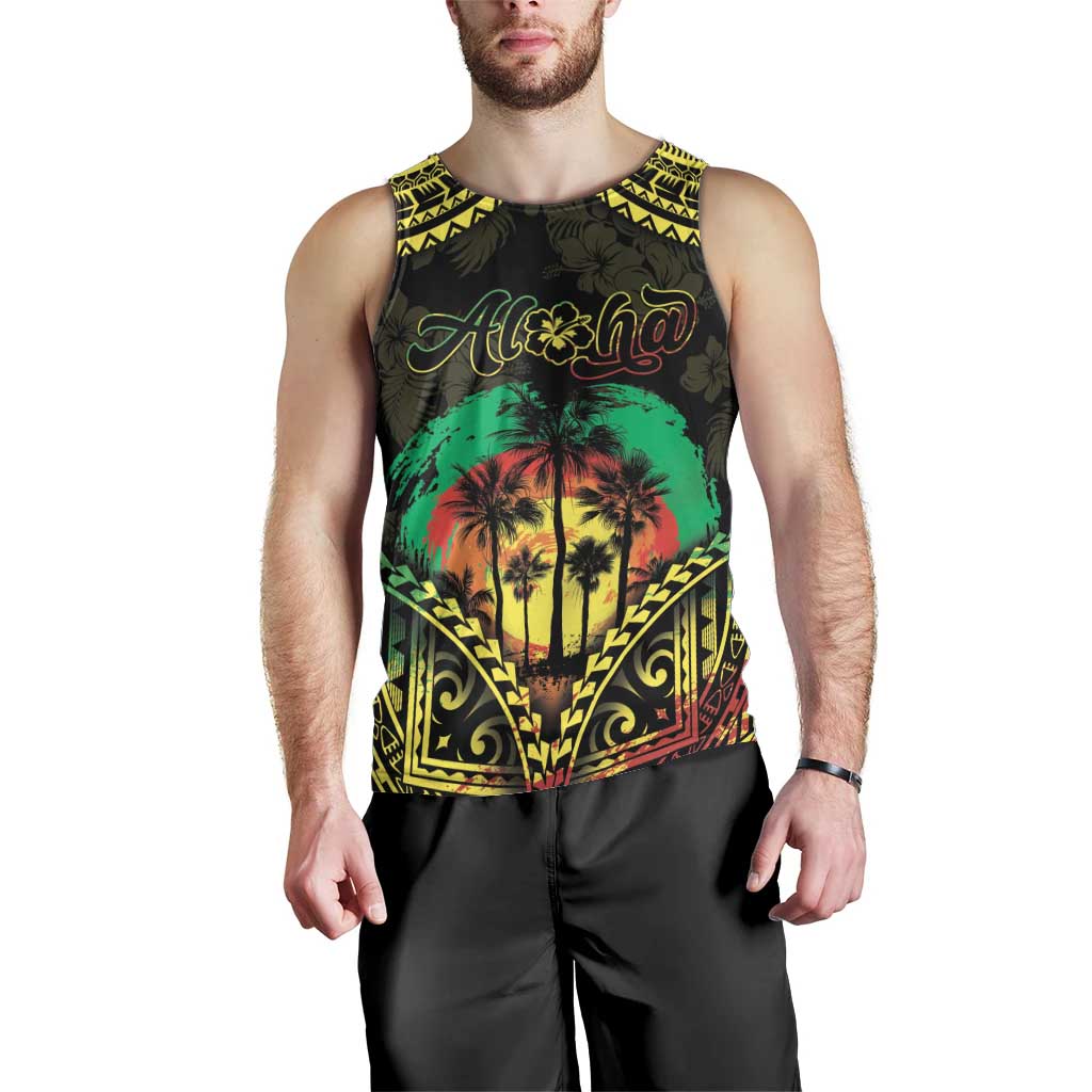 Aloha Tropical Palm Trees Men Tank Top Reggae Polynesian Pattern LT05 - Polynesian Pride