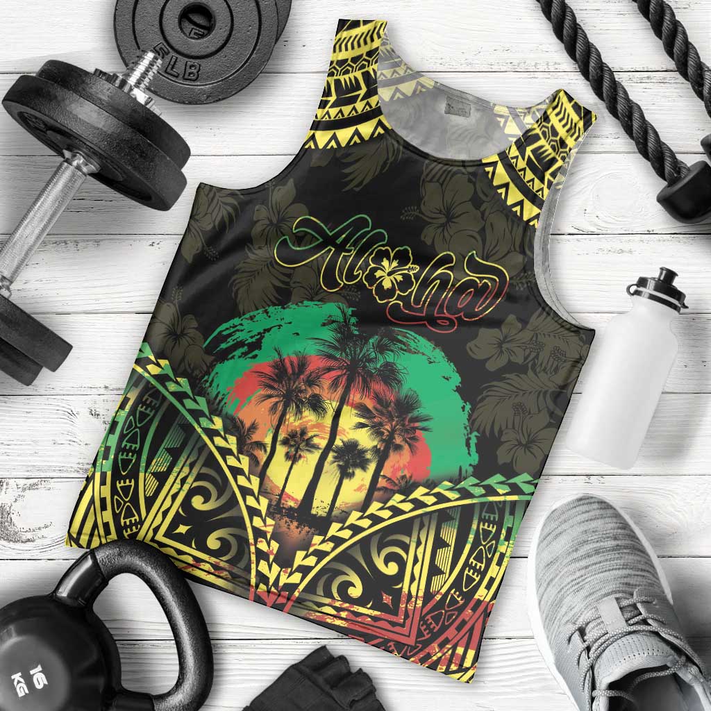 Aloha Tropical Palm Trees Men Tank Top Reggae Polynesian Pattern LT05 - Polynesian Pride