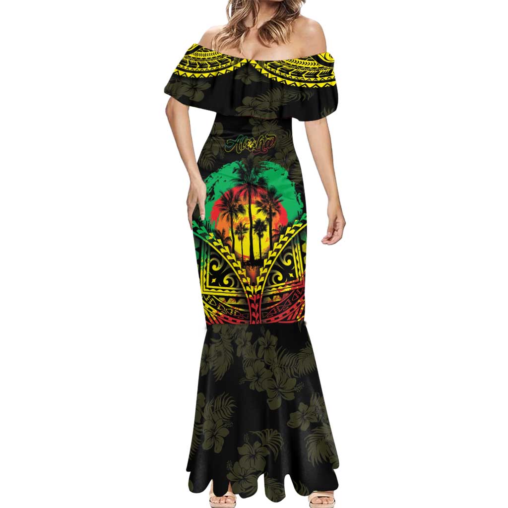 Aloha Tropical Palm Trees Mermaid Dress Reggae Polynesian Pattern