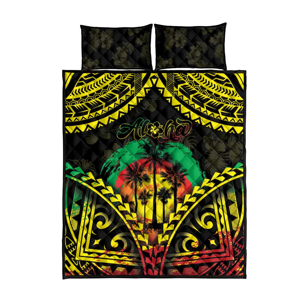 Aloha Tropical Palm Trees Quilt Bed Set Reggae Polynesian Pattern LT05 - Polynesian Pride
