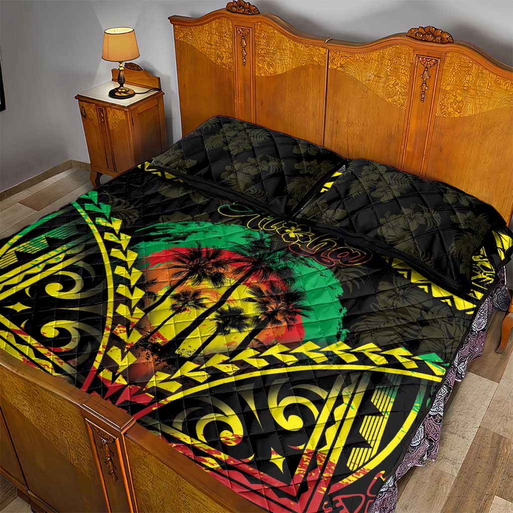 Aloha Tropical Palm Trees Quilt Bed Set Reggae Polynesian Pattern LT05 - Polynesian Pride