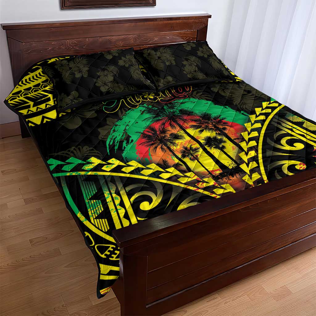 Aloha Tropical Palm Trees Quilt Bed Set Reggae Polynesian Pattern LT05 - Polynesian Pride