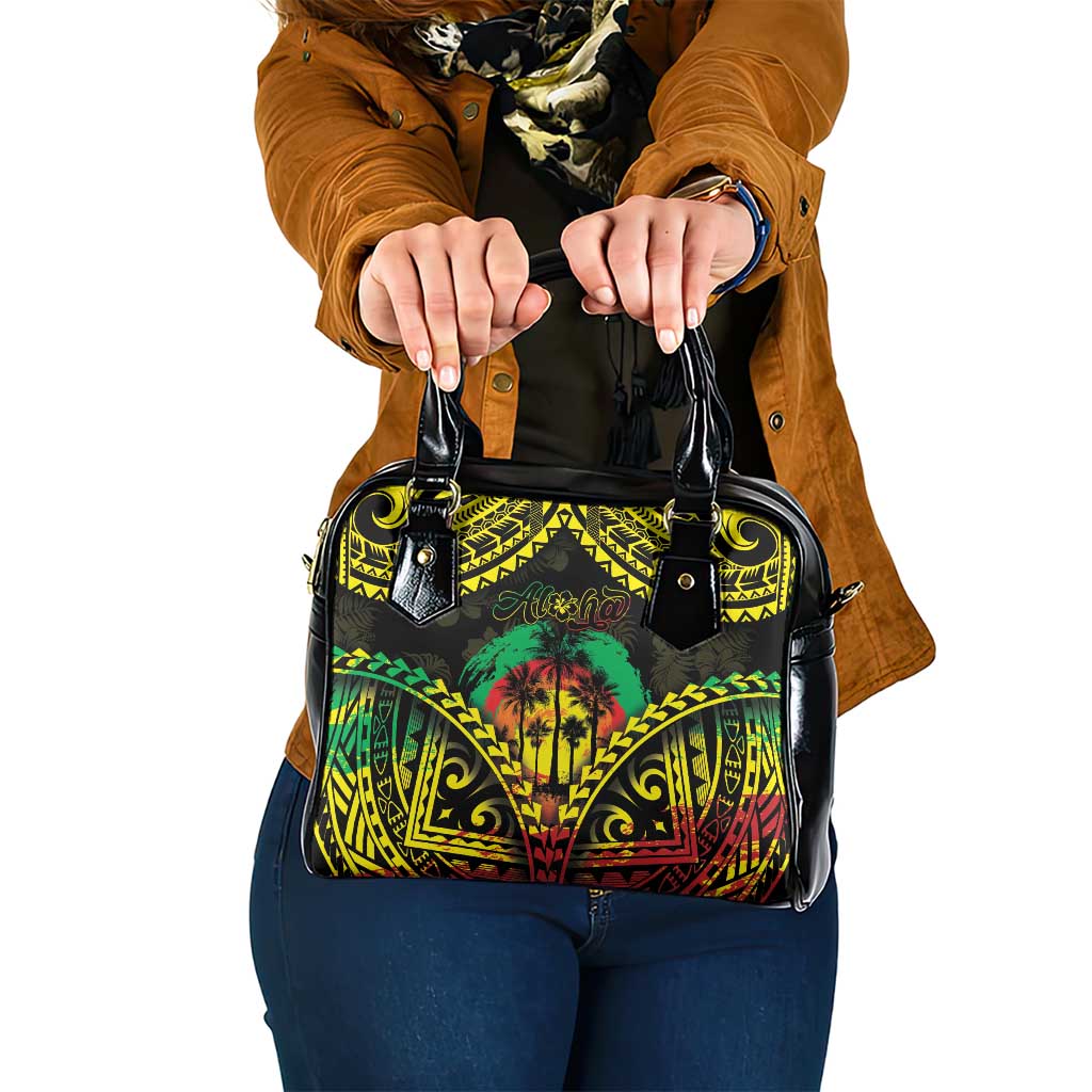 Aloha Tropical Palm Trees Shoulder Handbag Reggae Polynesian Pattern