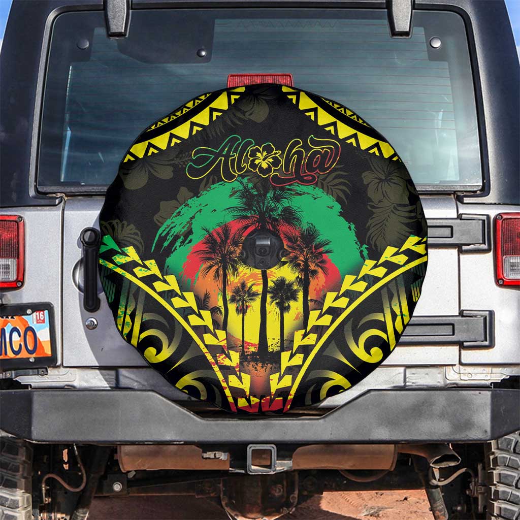 Aloha Tropical Palm Trees Spare Tire Cover Reggae Polynesian Pattern