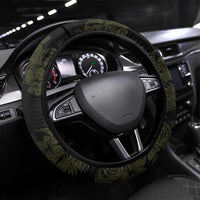 Aloha Tropical Palm Trees Steering Wheel Cover Reggae Polynesian Pattern LT05 Universal Fit Black - Polynesian Pride