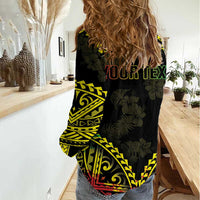 Aloha Tropical Palm Trees Women Casual Shirt Reggae Polynesian Pattern