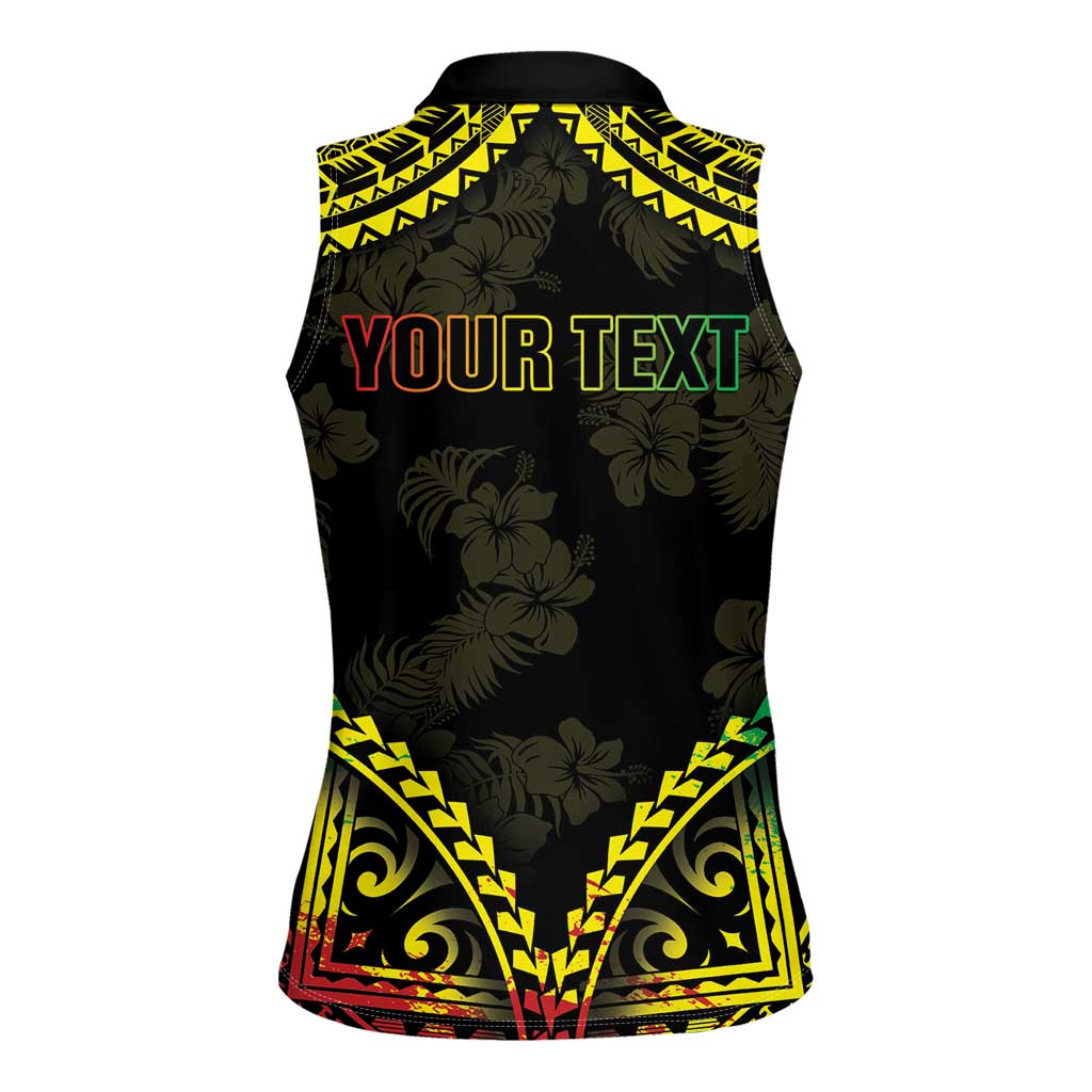 Aloha Tropical Palm Trees Women Sleeveless Polo Shirt Reggae Polynesian Pattern