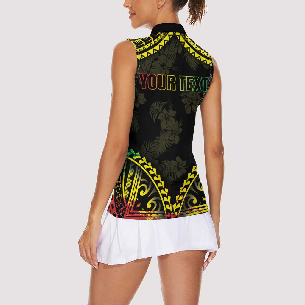 Aloha Tropical Palm Trees Women Sleeveless Polo Shirt Reggae Polynesian Pattern