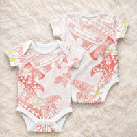 Polynesia Hammerhead Shark Baby Onesie Tropical Flowers Tribal Pattern Peach LT05 - Polynesian Pride