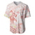 Polynesia Hammerhead Shark Baseball Jersey Tropical Flowers Tribal Pattern Peach