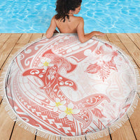 Polynesia Hammerhead Shark Beach Blanket Tropical Flowers Tribal Pattern Peach LT05 - Polynesian Pride