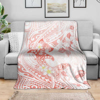 Polynesia Hammerhead Shark Blanket Tropical Flowers Tribal Pattern Peach LT05 - Polynesian Pride
