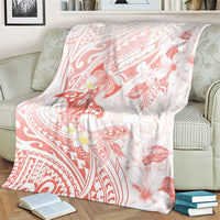Polynesia Hammerhead Shark Blanket Tropical Flowers Tribal Pattern Peach LT05 - Polynesian Pride