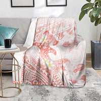 Polynesia Hammerhead Shark Blanket Tropical Flowers Tribal Pattern Peach LT05 - Polynesian Pride