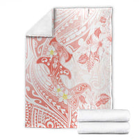 Polynesia Hammerhead Shark Blanket Tropical Flowers Tribal Pattern Peach LT05 - Polynesian Pride