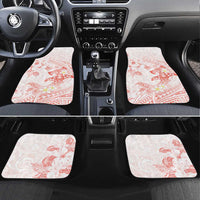Polynesia Hammerhead Shark Car Mats Tropical Flowers Tribal Pattern Peach LT05 Set 4pcs Peach - Polynesian Pride