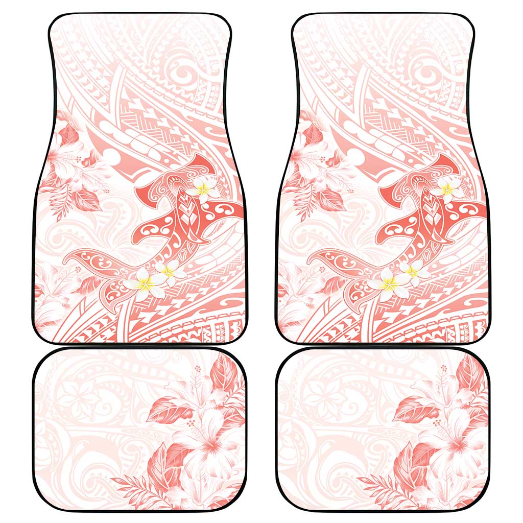 Polynesia Hammerhead Shark Car Mats Tropical Flowers Tribal Pattern Peach LT05 - Polynesian Pride
