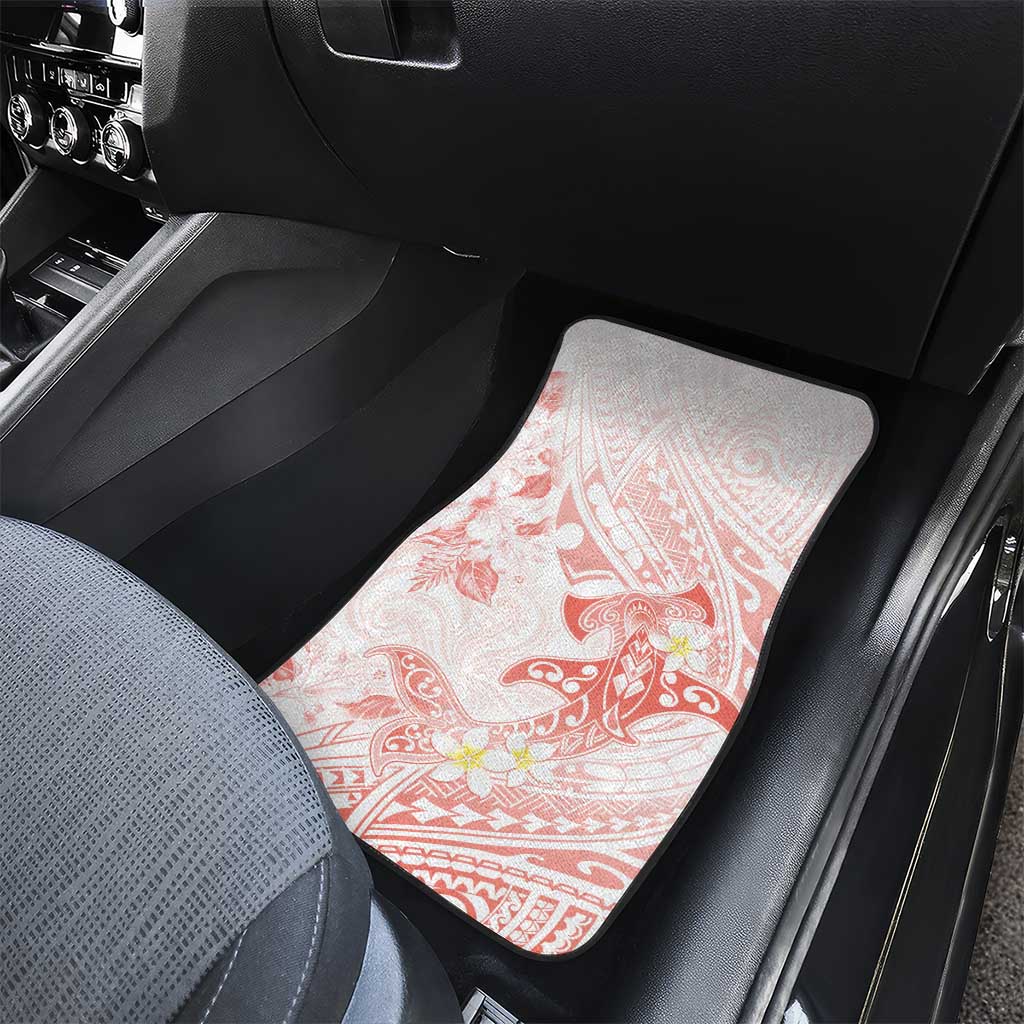 Polynesia Hammerhead Shark Car Mats Tropical Flowers Tribal Pattern Peach LT05 - Polynesian Pride