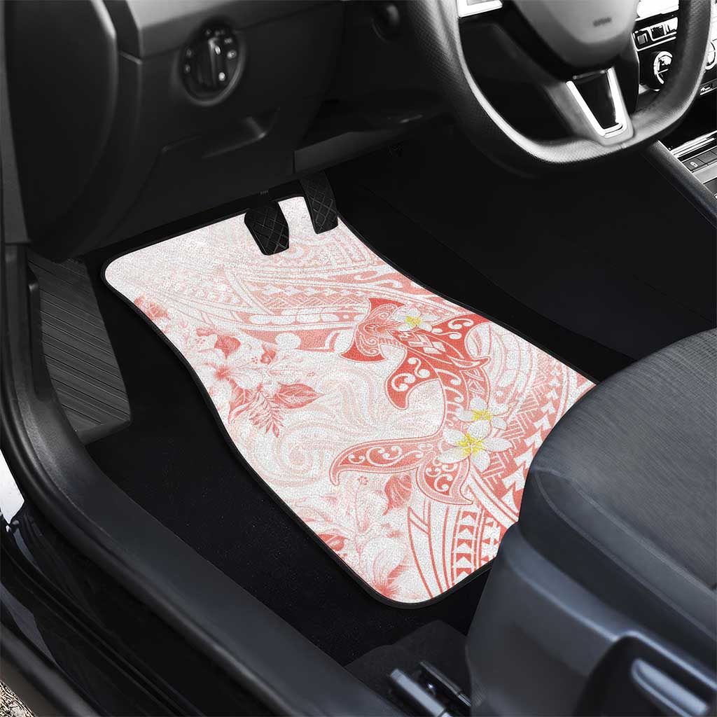 Polynesia Hammerhead Shark Car Mats Tropical Flowers Tribal Pattern Peach LT05 - Polynesian Pride