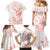 Polynesia Hammerhead Shark Family Matching Mermaid Dress and Hawaiian Shirt Tropical Flowers Tribal Pattern Peach