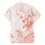 Polynesia Hammerhead Shark Family Matching Off Shoulder Short Dress and Hawaiian Shirt Tropical Flowers Tribal Pattern Peach