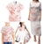 Polynesia Hammerhead Shark Family Matching Puletasi and Hawaiian Shirt Tropical Flowers Tribal Pattern Peach