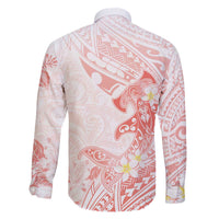 Polynesia Hammerhead Shark Family Matching Puletasi and Hawaiian Shirt Tropical Flowers Tribal Pattern Peach