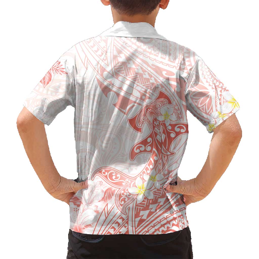 Polynesia Hammerhead Shark Family Matching Summer Maxi Dress and Hawaiian Shirt Tropical Flowers Tribal Pattern Peach LT05 - Polynesian Pride