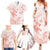 Polynesia Hammerhead Shark Family Matching Summer Maxi Dress and Hawaiian Shirt Tropical Flowers Tribal Pattern Peach