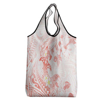 Polynesia Hammerhead Shark Grocery Bag Tropical Flowers Tribal Pattern Peach LT05 - Polynesian Pride