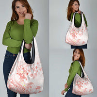 Polynesia Hammerhead Shark Grocery Bag Tropical Flowers Tribal Pattern Peach LT05 - Polynesian Pride