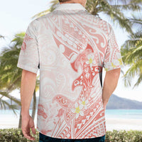 Polynesia Hammerhead Shark Hawaiian Shirt Tropical Flowers Tribal Pattern Peach LT05 - Polynesian Pride