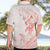 Polynesia Hammerhead Shark Hawaiian Shirt Tropical Flowers Tribal Pattern Peach