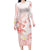 Polynesia Hammerhead Shark Long Sleeve Bodycon Dress Tropical Flowers Tribal Pattern Peach