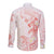 Polynesia Hammerhead Shark Long Sleeve Button Shirt Tropical Flowers Tribal Pattern Peach