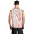 Polynesia Hammerhead Shark Men Tank Top Tropical Flowers Tribal Pattern Peach