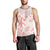 Polynesia Hammerhead Shark Men Tank Top Tropical Flowers Tribal Pattern Peach