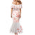 Polynesia Hammerhead Shark Mermaid Dress Tropical Flowers Tribal Pattern Peach