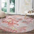 Polynesia Hammerhead Shark Round Carpet Tropical Flowers Tribal Pattern Peach