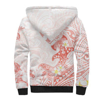 Polynesia Hammerhead Shark Sherpa Hoodie Tropical Flowers Tribal Pattern Peach LT05 - Polynesian Pride