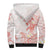 Polynesia Hammerhead Shark Sherpa Hoodie Tropical Flowers Tribal Pattern Peach