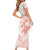 Polynesia Hammerhead Shark Short Sleeve Bodycon Dress Tropical Flowers Tribal Pattern Peach