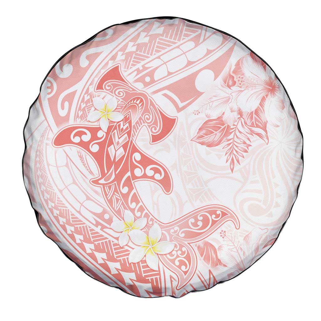 Polynesia Hammerhead Shark Spare Tire Cover Tropical Flowers Tribal Pattern Peach LT05 - Polynesian Pride