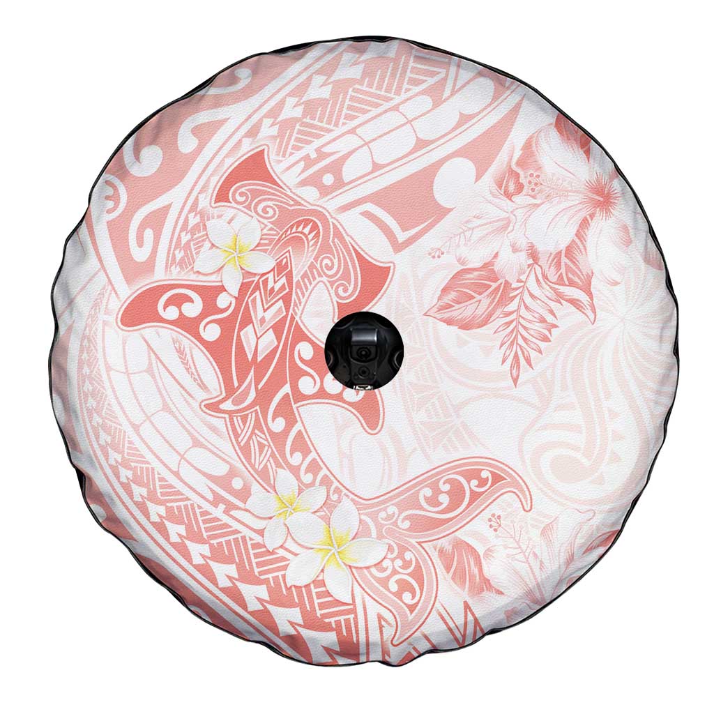 Polynesia Hammerhead Shark Spare Tire Cover Tropical Flowers Tribal Pattern Peach LT05 - Polynesian Pride