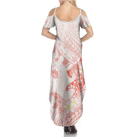 Polynesia Hammerhead Shark Summer Maxi Dress Tropical Flowers Tribal Pattern Peach LT05 - Polynesian Pride