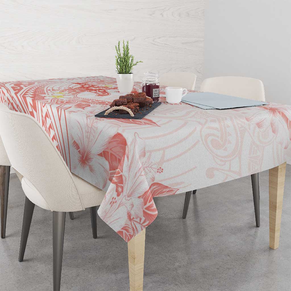 Polynesia Hammerhead Shark Tablecloth Tropical Flowers Tribal Pattern Peach LT05 - Polynesian Pride