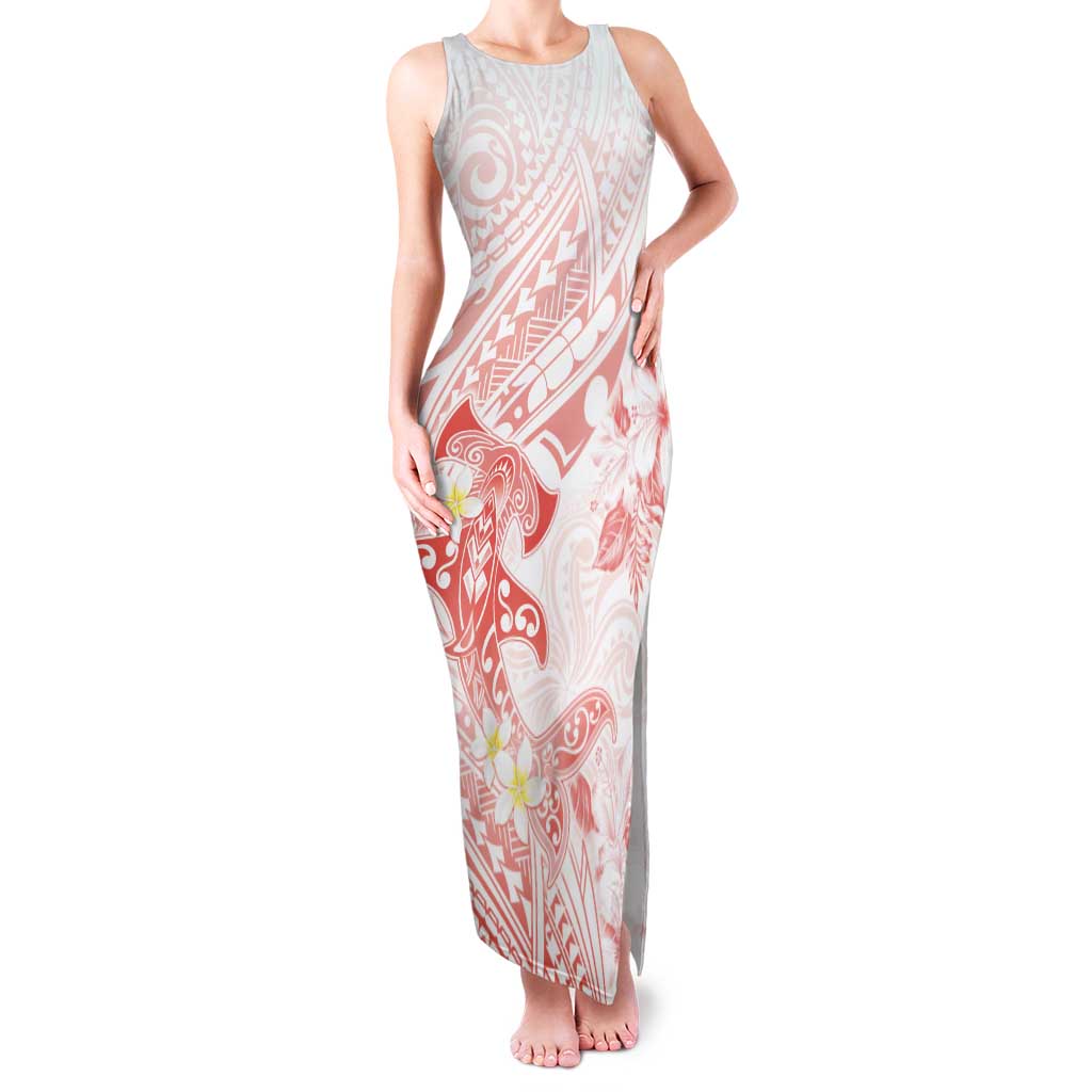 Polynesia Hammerhead Shark Tank Maxi Dress Tropical Flowers Tribal Pattern Peach LT05 Women Peach - Polynesian Pride